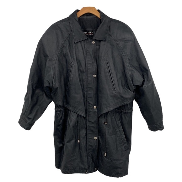 Wilsons The Leather Experts Anorak Coat Jacket Womens Size‎ XL Black Full Zip - Picture 1 of 16
